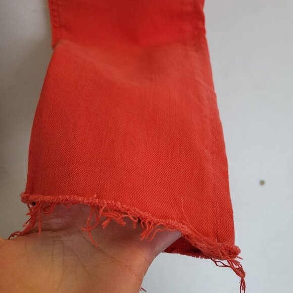 Rag & Bone Skinny Red Raw Distressed Hem Cropped Denim Jeans Pants Size 25 - Picture 6 of 13